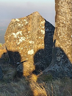 The movement of the shadows on the Sundial at sundown, on 21 June during the winter solstice at Adam's Calendar.